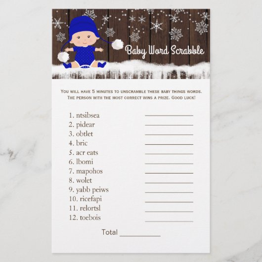 Boys Word Scramble Nursery Rhyme Baby shower Games Flyer (Voorkant)