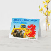 Boy's Yellow Digger Custom 3e verjaardag Kaart (Gele Bloem)