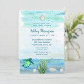 Boys Zee Turtle Baby shower Invitation Kaart (Staand voorkant)