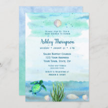 Boys Zee Turtle Baby shower Invitation