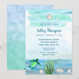 Boys Zee Turtle Baby shower Invitation Kaart