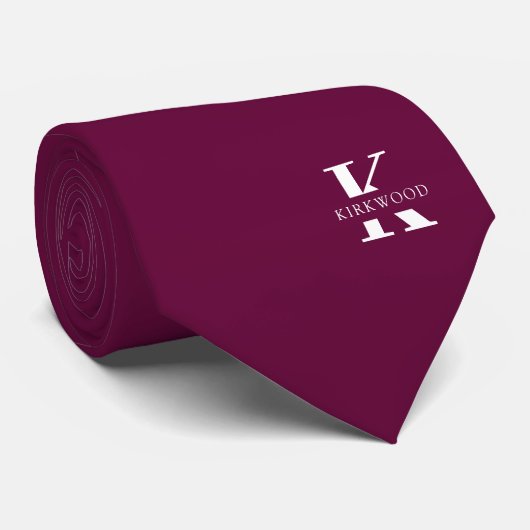 Boysenberry | Elegante Monogram+Naam | Eenzijdig Stropdas (Opgerold)