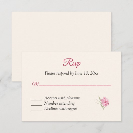 Boysenberry Floral RSVP Response Kaart (Voorkant / Achterkant)
