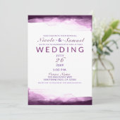 Boysenberry Paarse Waterverf Chic Modern Wedding Kaart (Staand voorkant)