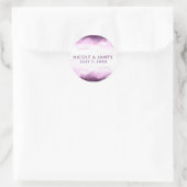 Boysenberry Paarse Waterverf Chic Modern Wedding Ronde Sticker (Tas)