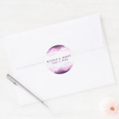 Boysenberry Paarse Waterverf Chic Modern Wedding Ronde Sticker (Envelop)