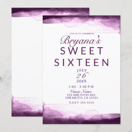 Boysenberry Paarse Waterverf Chic Sweet 16 Feestje Kaart