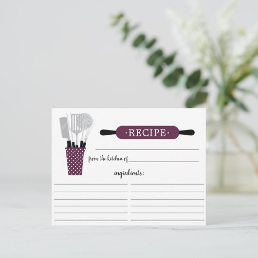 Boysenberry Rolling Pin Kitchen Tools Recipcard Briefkaart (Staand voorkant)