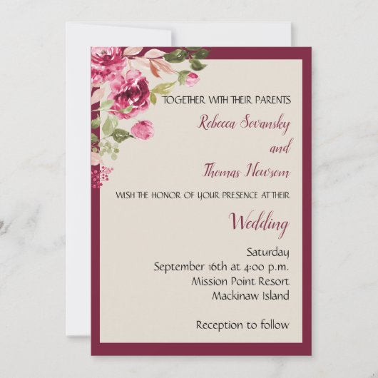 Boysenberry Wedding Invitation Kaart (Voorkant)
