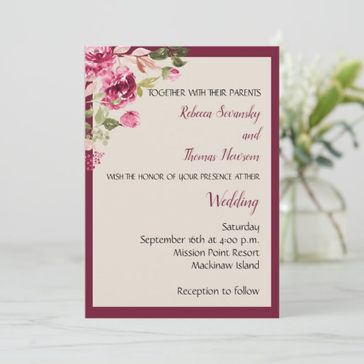 Boysenberry Wedding Invitation Kaart (Staand voorkant)