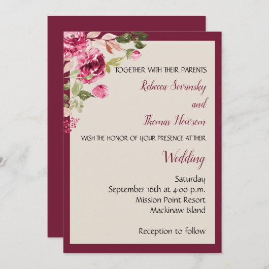 Boysenberry Wedding Invitation Kaart (Voorkant / Achterkant)