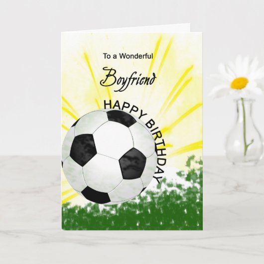 Boyvriend Birthday Soccer Card Kaart (Kleine Plant)