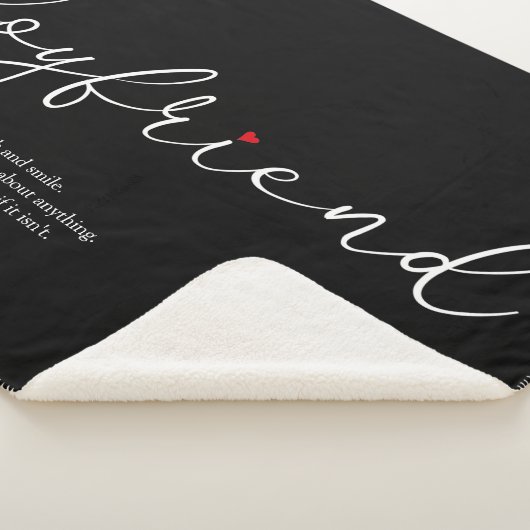 Boyvriend Definition Love Heart Elegant Script Sherpa Deken (3/4)