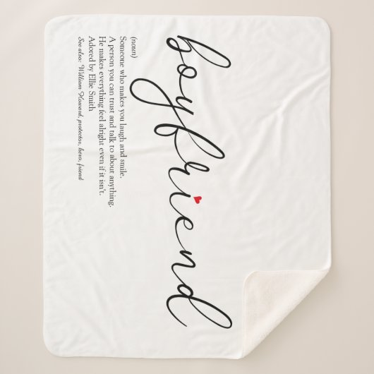 Boyvriend Definition Red Heart Elegant Script Sherpa Deken (Voorkant)