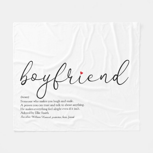 Boyvriend Definition Script Red Love Heart Fleece Deken (Voorkant (Horizontaal))