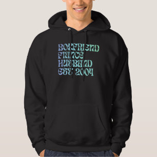 Boyvriend Fiance Husband Est 2004 Wedding Annivers Hoodie