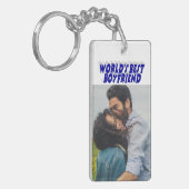 Boyvriend foto blauwe 3d tekst sleutelhanger (Voorkant Links)