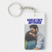 Boyvriend foto blauwe 3d tekst sleutelhanger (Voorkant)