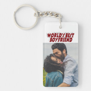 Boyvriend foto burgundy 3d text sleutelhanger