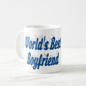 Boyvriend Foto met zee blauw script Koffiemok (Voorkant links)
