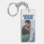 Boyvriend foto zee blauwe 3d tekst sleutelhanger (Voorkant Links)