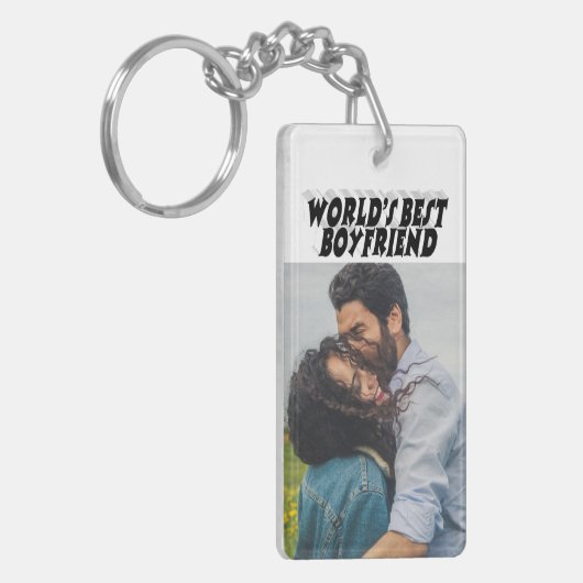 Boyvriend foto zwarte 3d tekst sleutelhanger (Voorkant Links)