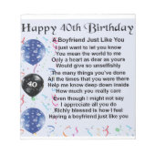 Boyvriend gedicht - 40e verjaardag notitieblok (Voorkant)
