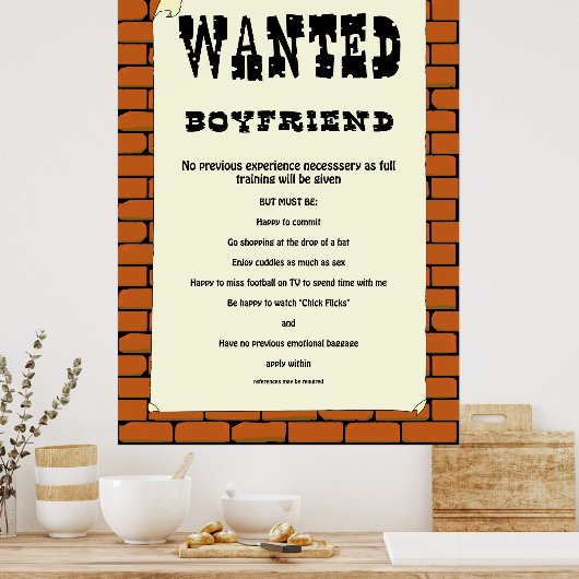 Boyvriend Gezocht Poster. Poster (Keuken)