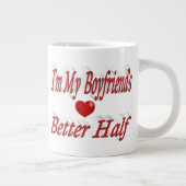 Boyvriend grappige citaat rode tekst grote koffiekop (Rechts)