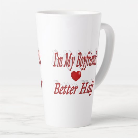 Boyvriend grappige citaat rode tekst latte mok (Rechterhoek)