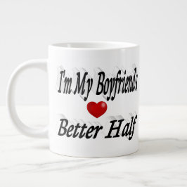 Boyvriend grappige citaat zwarte tekst grote koffiekop