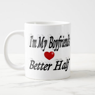 Boyvriend grappige citaat zwarte tekst grote koffiekop