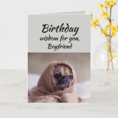 Boyvriend Humor Birthday Wisdom Cute Pug Dog Kaart (Gele Bloem)