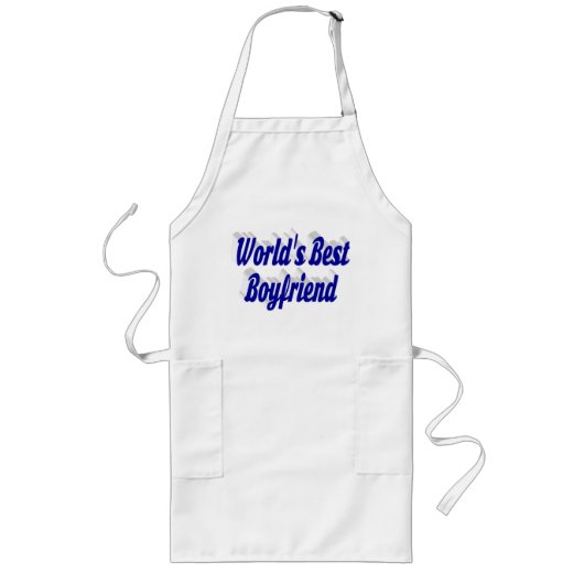 Boyvriend met blauw script lang schort (Voorkant)