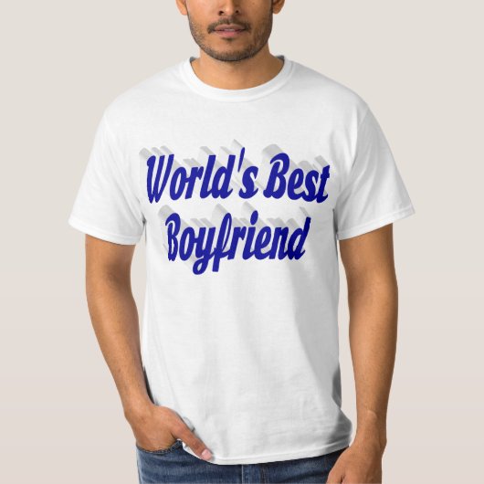 Boyvriend met blauw script t-shirt (Voorkant)