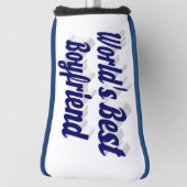 Boyvriend met donkerblauw script golfheadcover (Draai 90)