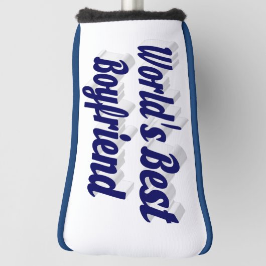 Boyvriend met donkerblauw script golfheadcover (Draai 90)