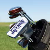 Boyvriend met donkerblauw script golfheadcover (Insitu)