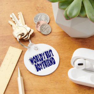 Boyvriend met donkerblauwe typografie sleutelhanger