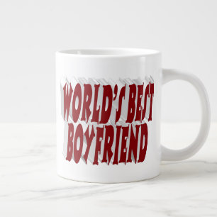 Boyvriend met een rubberen halve typografie grote koffiekop