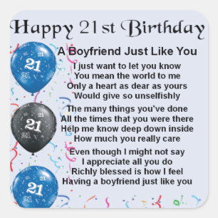 Boyvriend Poem - 21ste verjaardag Vierkante Sticker