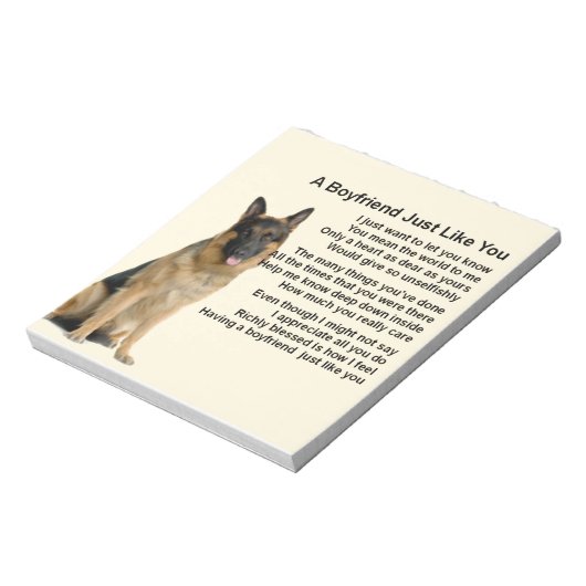 Boyvriend Poem - German Shepherd Notitieblok (Linkerzijde)