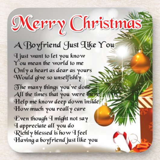 Boyvriend Poem - kerstontwerp Drankjes Onderzetter (Voorkant)