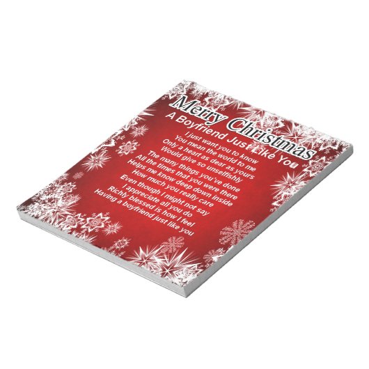 Boyvriend Poem - kerstontwerp Notitieblok (Linkerzijde)