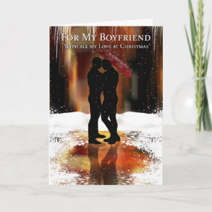 Boyvriend Stylish Holiday Card met homepaar Couple Feestdagen Kaart