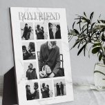 Boyvriend Together Forever Photo Collage Plaque Fotoplaat<br><div class="desc">Memories maken de beste cadeautjes, vriendjes zullen van deze doordachte, moderne fotocollage plaque houden, voor Valentijnsdag, verjaardag, verjaardag en elke andere speciale ocassie. De plak bevat 9 foto's, de tekst van de sjabloon "BOYFRIEND, VREEMD SAMEN", over een grijze en witte marmerachtergrond, die met uw namen en jaar wordt gepersonaliseerd. Alle...</div>