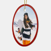 Boyvriend Vriendin Oval Foto Kerstmis Keramisch Ornament (Links)