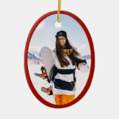 Boyvriend Vriendin Oval Foto Kerstmis Keramisch Ornament (Voorkant)