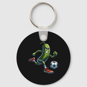 Boze Augurk Voetbalspeler Voetbal Cartoon Sleutelhanger