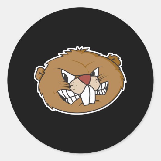 boze beaver ronde sticker (Voorkant)